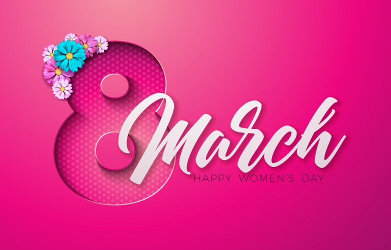 8 march happy womens day floral greeting card vector image