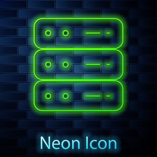 Glowing neon server data web hosting icon vector image