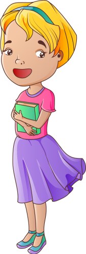 Cute Librarian Girl Reading Vector Image