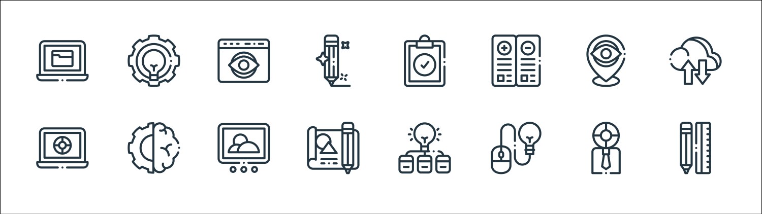 Design thinking line icons linear set quality vector image