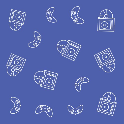Video game controls with compact disks pattern vector image