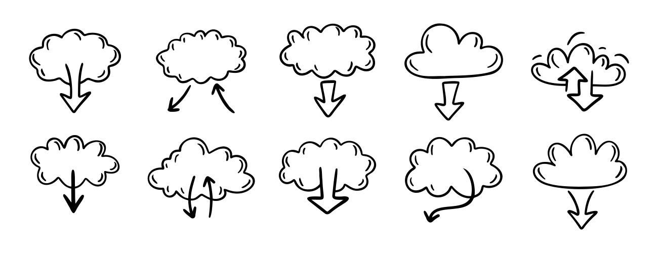 Data server cloud with arrow for internet database vector image