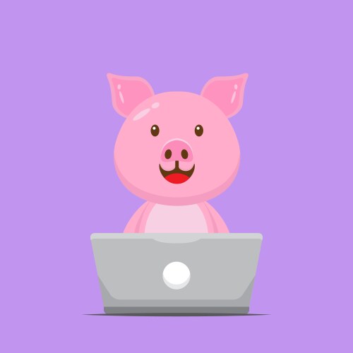 Cute tiger working with laptop Royalty Free Vector Image