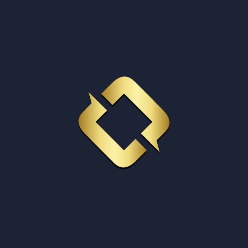 Square circle shape gold logo vector image