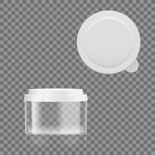 3d empty transparent round container with cap vector