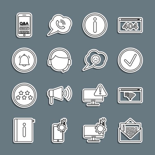 Set line envelope no internet connection check vector image