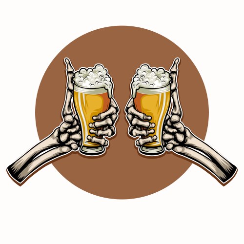 Skeleton Hand Holding Beer Vector Image