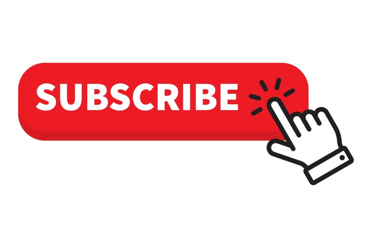 Subscribe red button click cursor or pointer vector image