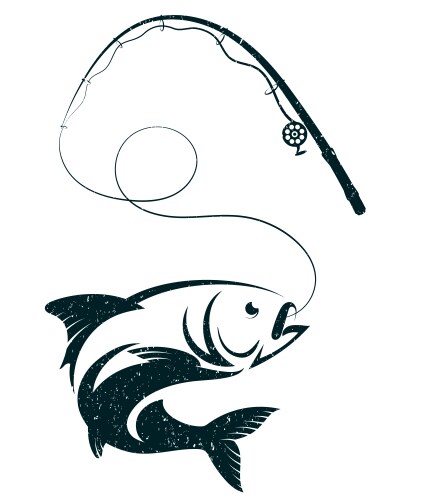 Fishing Hook and Rod Silhouette Vector Image