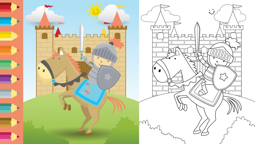 Knight Riding Horse Vector Image