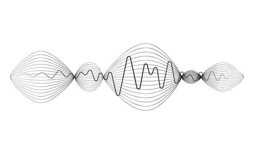 Sound wave in abstract line and curve waveform vector image