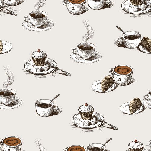 Coffee Cup Pattern Vector Image