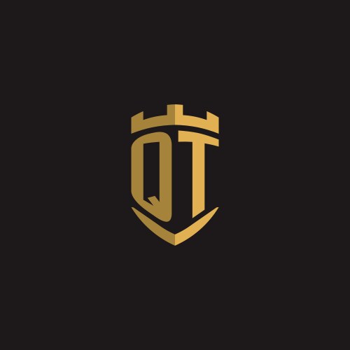 Initials qt logo monogram with shield style design vector image