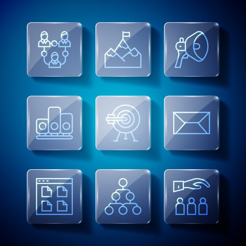 Set line browser files hierarchy organogram chart vector image