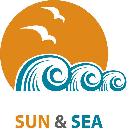 A wave in the ocean with red sun Royalty Free Vector Image