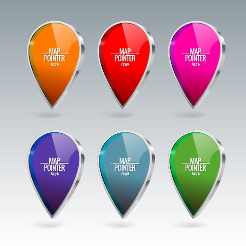 Shiny gloss map pointer icon vector image