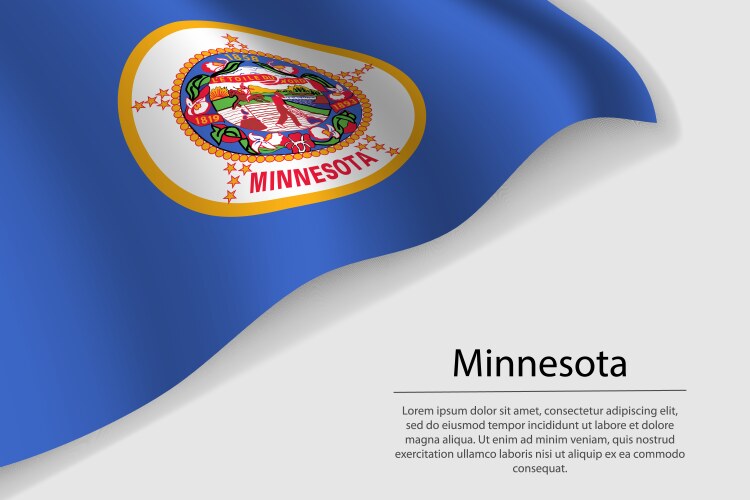 Minnesota Wave Flag - Patriotic Banner Vector Image