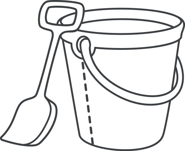 bucket and shovel outline icon vector