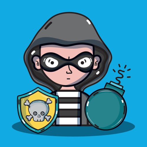 Person hacker to programmer virus in the system vector image