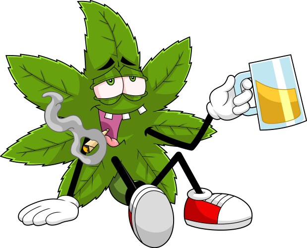 Happy marijuana leaf cartoon character Vector Image
