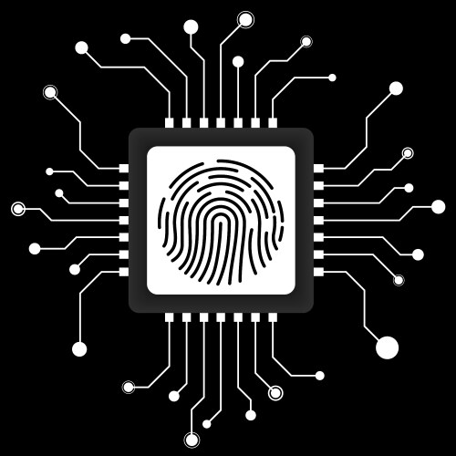 Cpu microprocessor with fingerprint inside vektorbild
