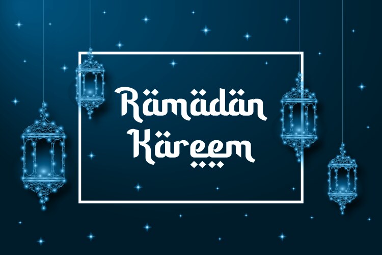 Ramadan banner with lanterns made low poly vector image