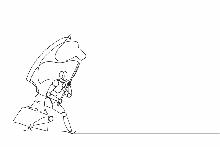 Continuous one line drawing robots running vektorbild