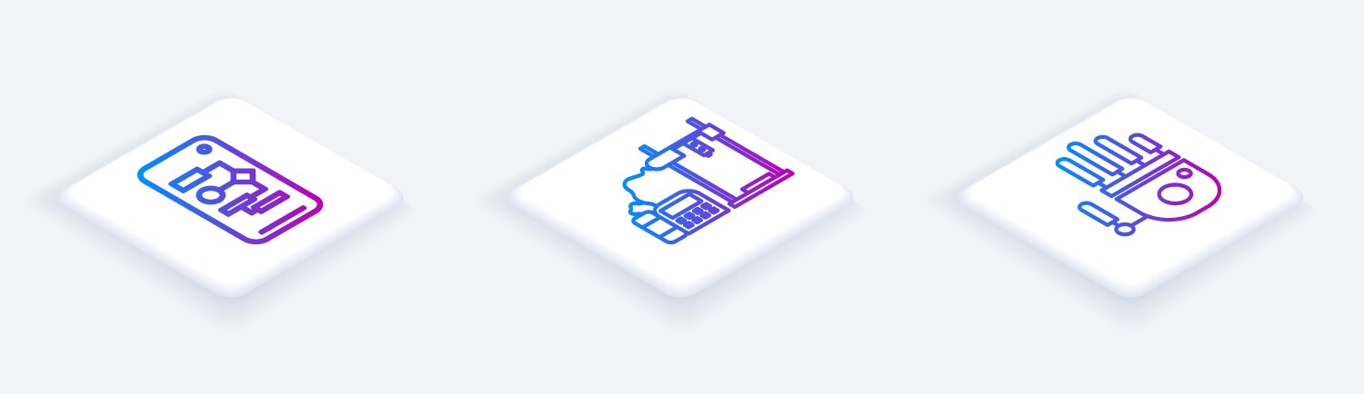 Set isometric line algorithm 3d printer vector image