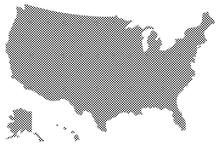 dotted pattern map of america vector image