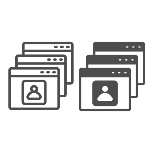 Windows with user profile button account log vector image