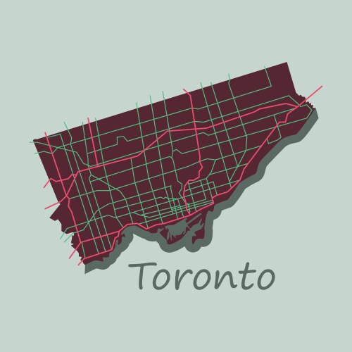 Flat color map of toronto canada city plan vector image