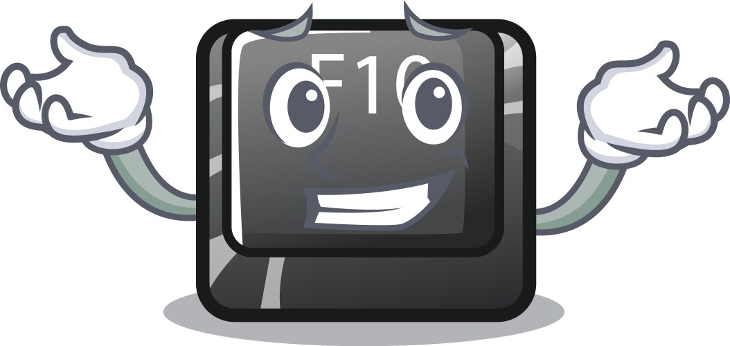 Grinning button f10 on a keyboard character vector image