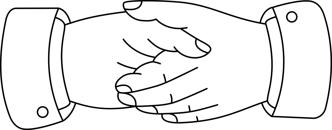 Handshake agreement introduction line silhouette Vector Image