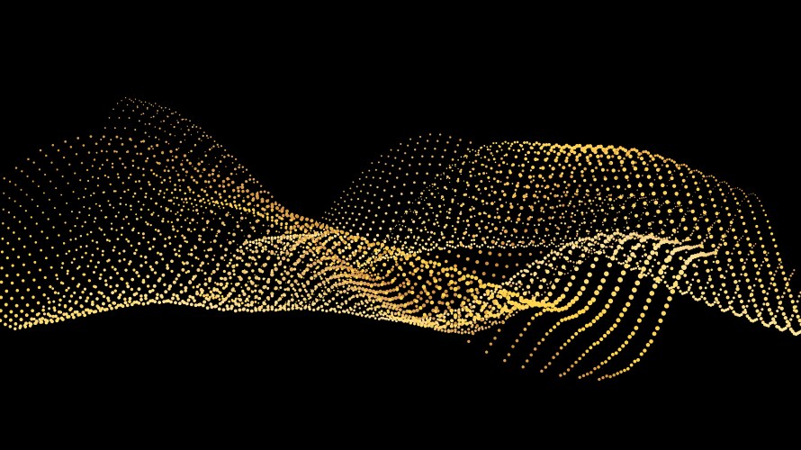 Sound wave from node gold interface big data flow vector image