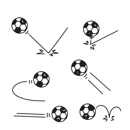 Doodle sport ball trajectory bounce collection Vector Image