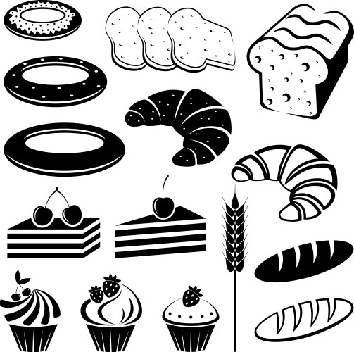 Ingredients and bread set Royalty Free Vector Image