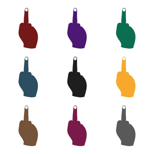 Middle finger icon in black style isolated Vector Image