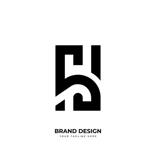Minimal Sh/Hs Geometric Monogram Logo Vector Image