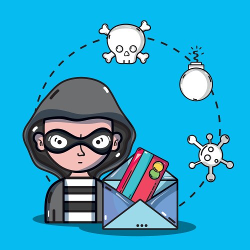 Person hacker to programmer virus in the system vector image