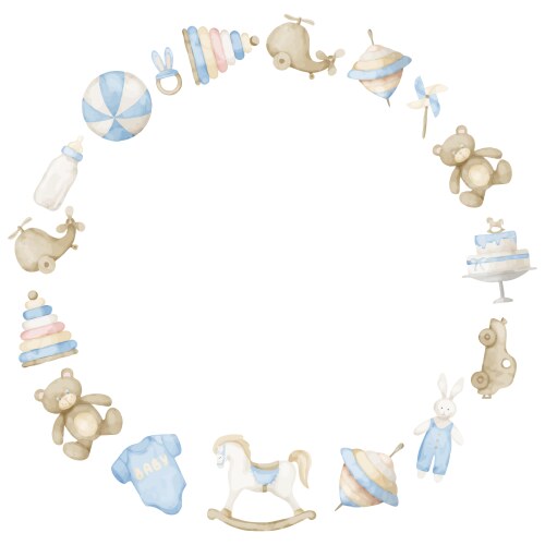 Watercolor Baby Toy Wreath Vector Image