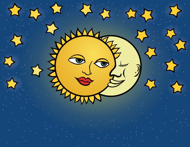Sun moon earth Royalty Free Vector Image - VectorStock