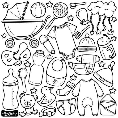 Hand drawn baby doodle set Vector Image