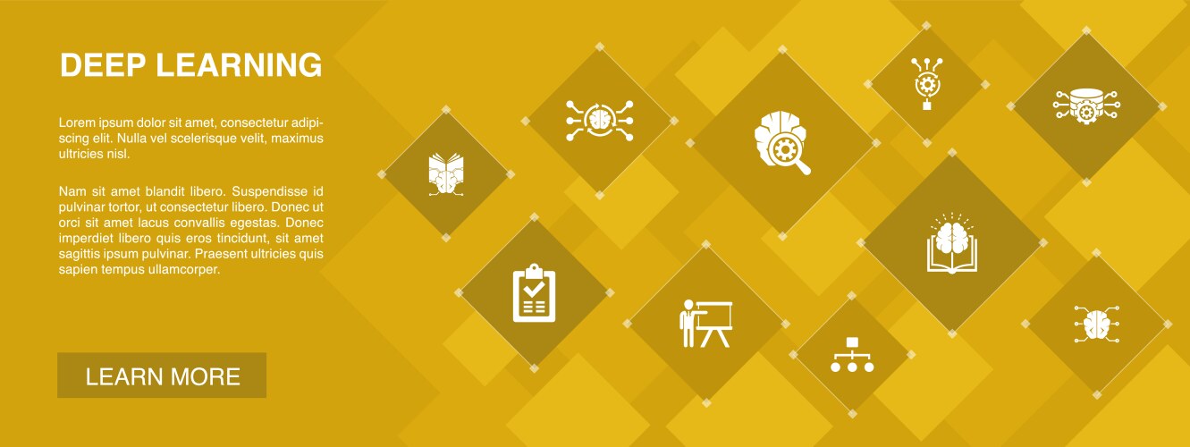 Deep learning banner 10 icons conceptalgorithm vector image