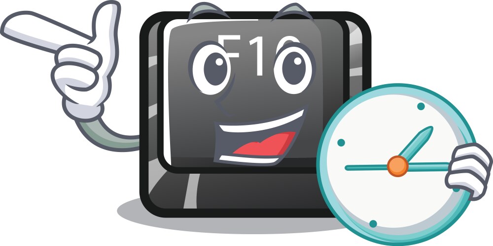 With clock button f10 on a keyboard character vector image