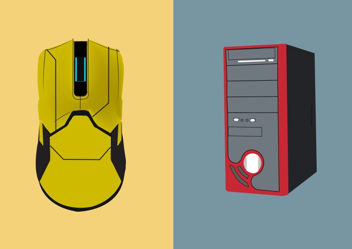 Image of computer cpu and mouse vector image
