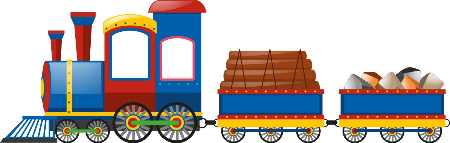 Blue train with two carts Royalty Free Vector Image