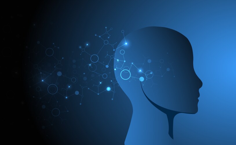 Artificial intelligence head city human Royalty Free Vector