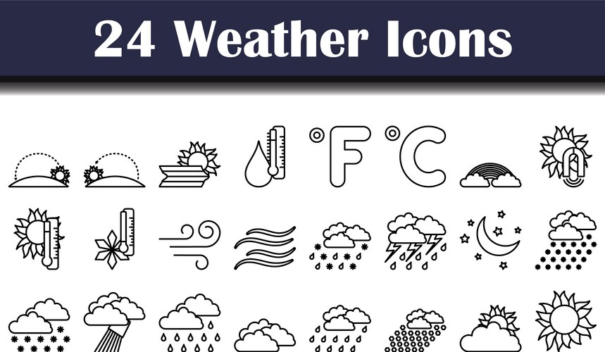 Weather icon set Royalty Free Vector Image - VectorStock