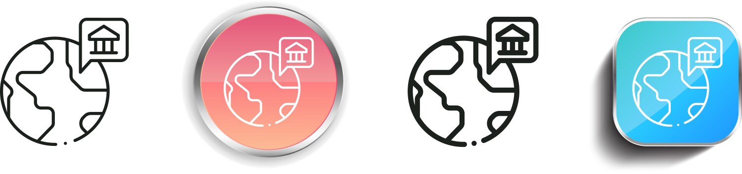 Bank icon thin linear regular and button style vector image