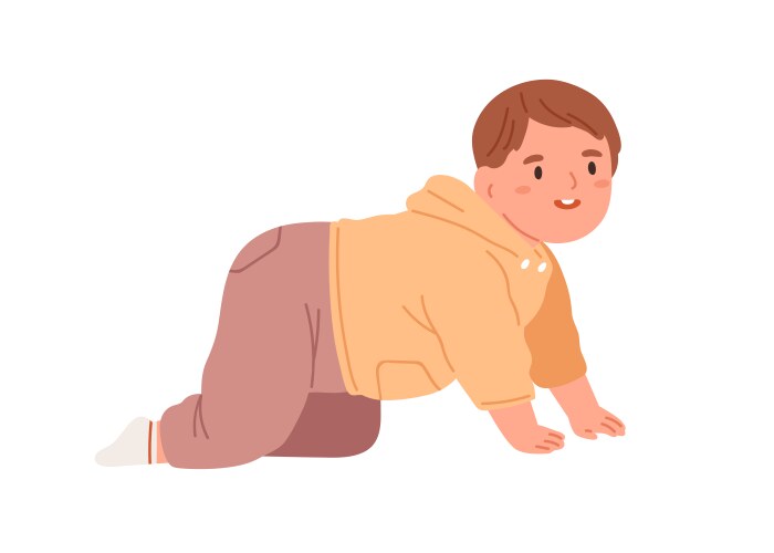 Happy baby crawling cute little child moving vector image